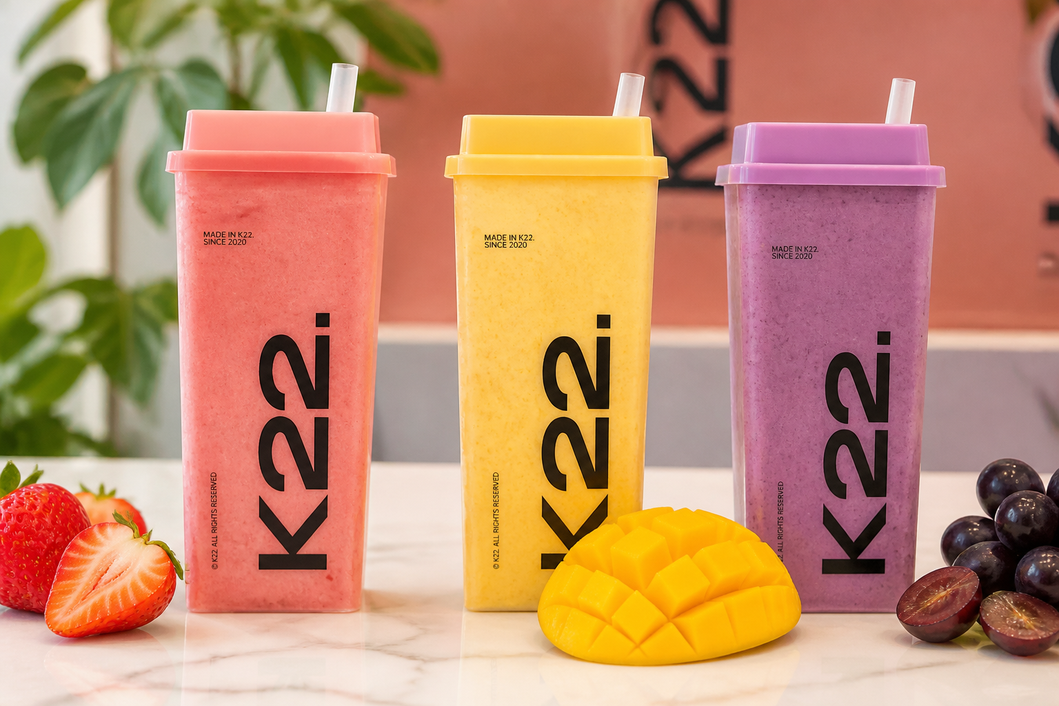 K22草莓酸奶の店内とドリンクの雰囲気